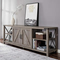 Rustic Gray Wash TV Stand with Storage Cabinets and Shelves H79372