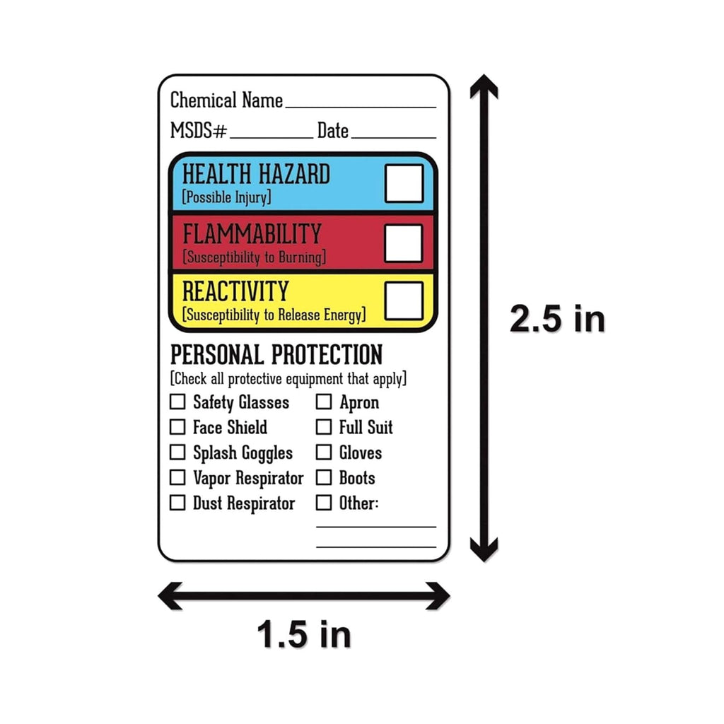 SDS Stickers, 1.5”x2.5”, Roll of 250, Self Adhesive E17756