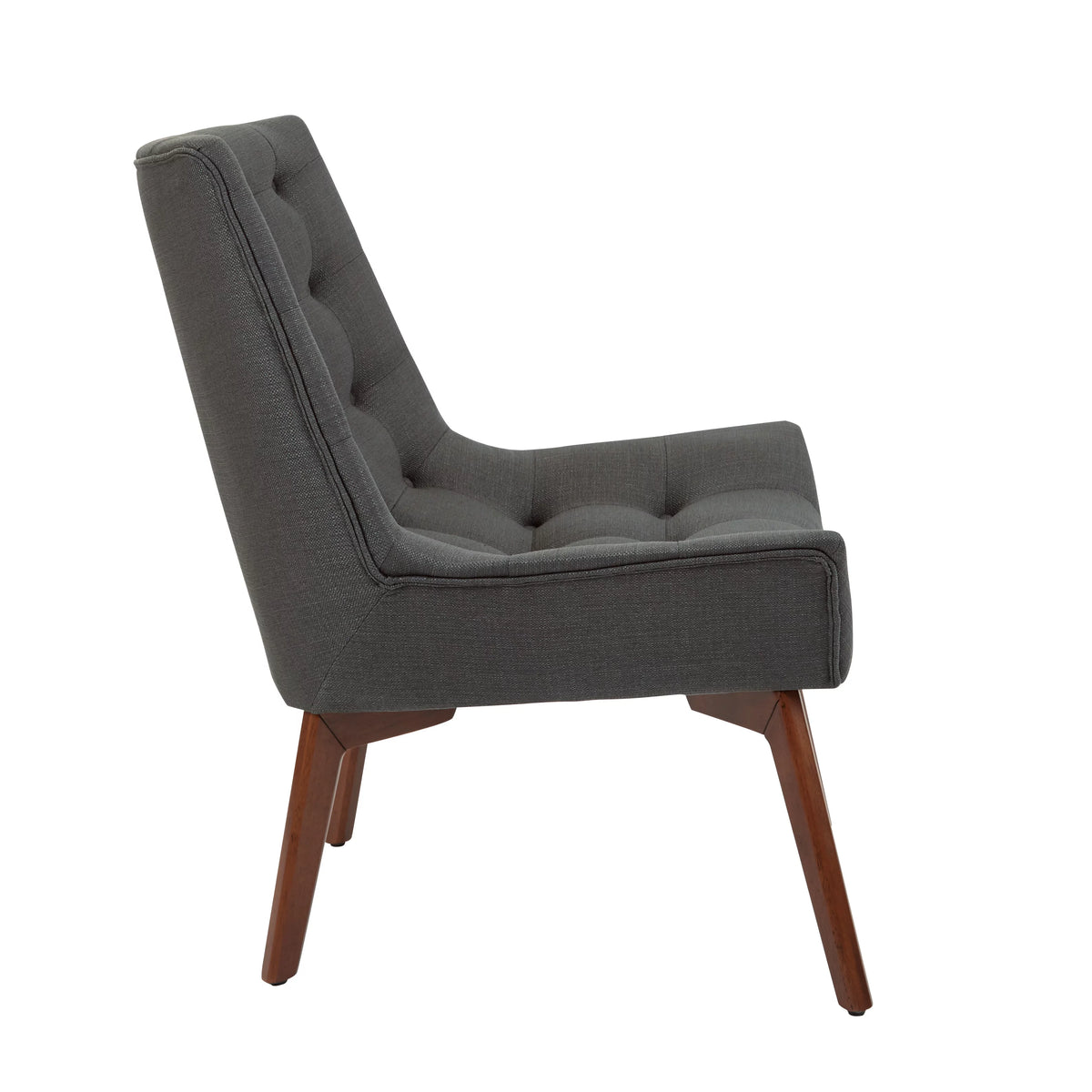 Charcoal Fabric Tufted Chair with Coffee Legs R14714