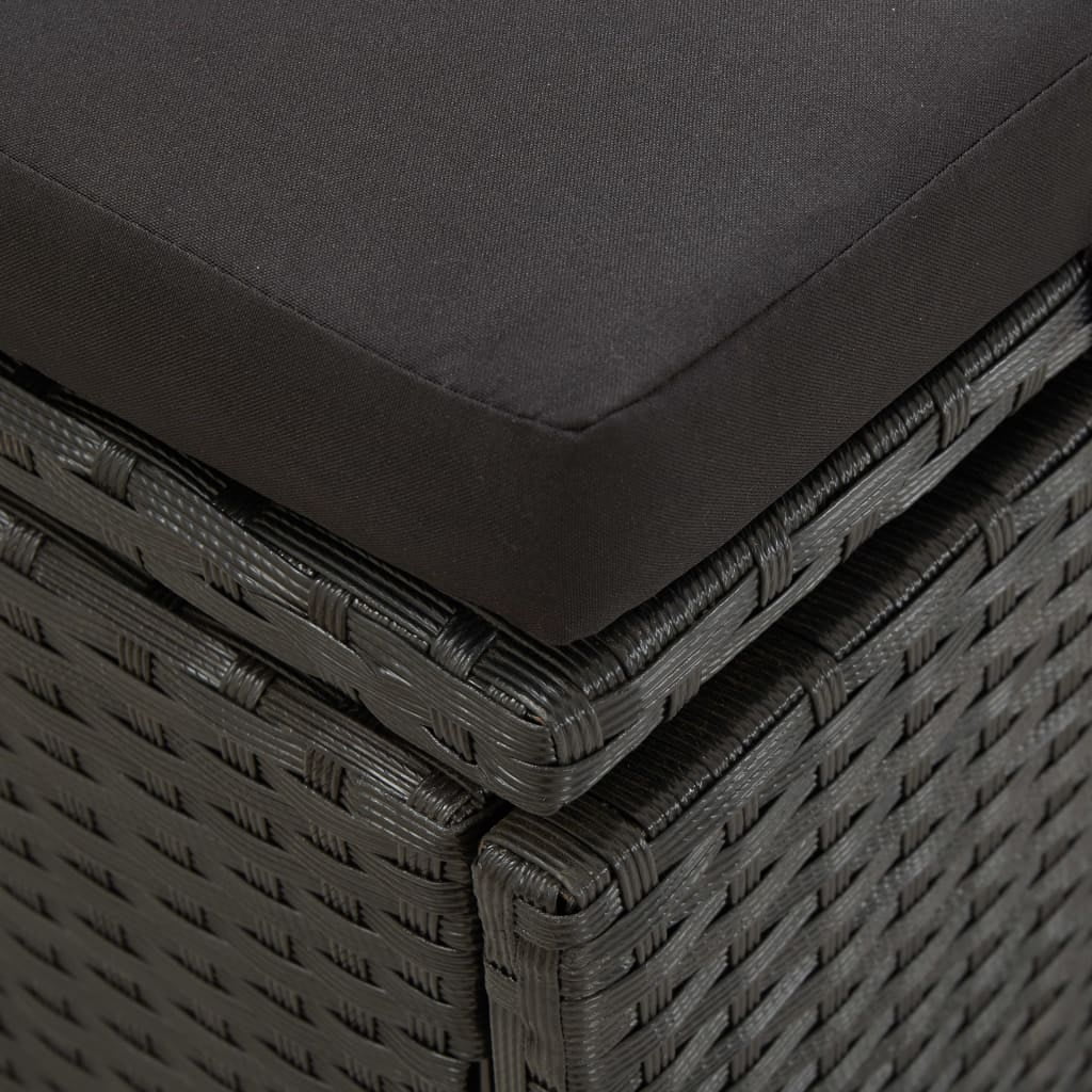 Black Poly Rattan Outdoor Sun Lounger with Cushion Y4053
