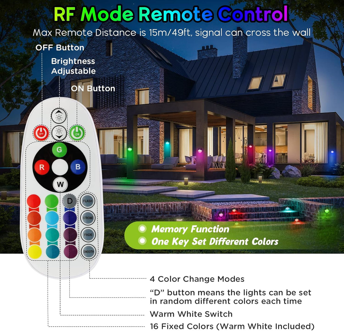 6Pack Warm White RGBW LED Deck Lights W100917