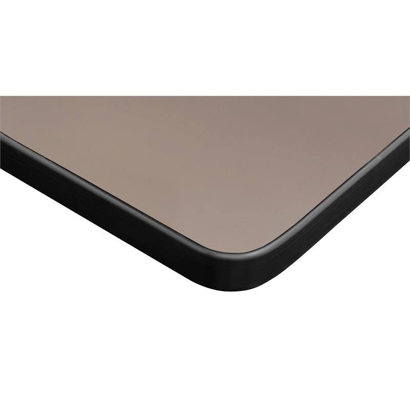 Beige Square Breakroom Table with 4 Blue Stack Chairs N7037
