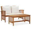 2 Piece Acacia Wood Outdoor Lounge Set with Cream Cushions B201984