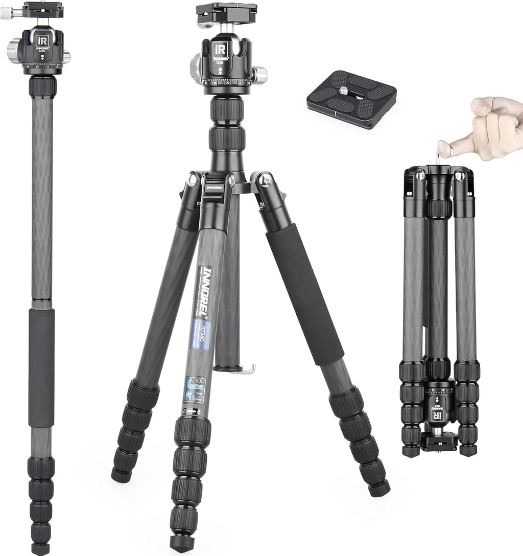 Carbon Fiber Travel Tripod Monopod with 36mm Panoramic Ball Head and Carrying Case F1600