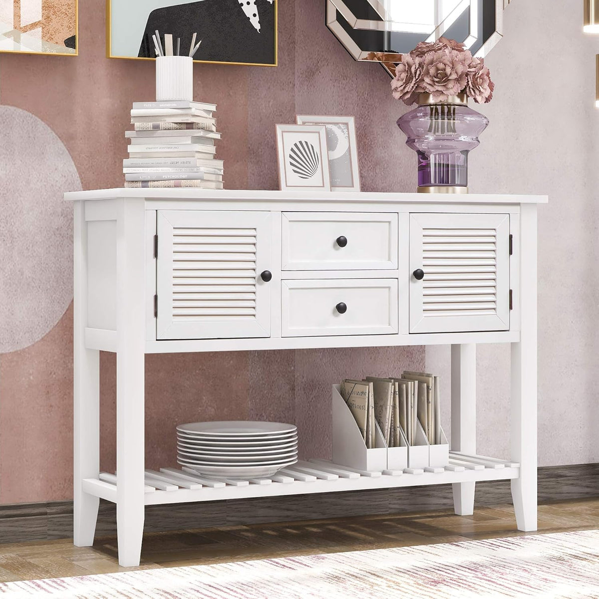 47'' Console Table with 2 Drawers, 2 Cabinets and 1 Shelf N782