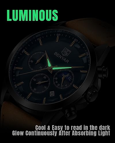 Mens Watch Analog Quartz Chronograph Waterproof Luminous Date Stainless Steel Bracelet W9658