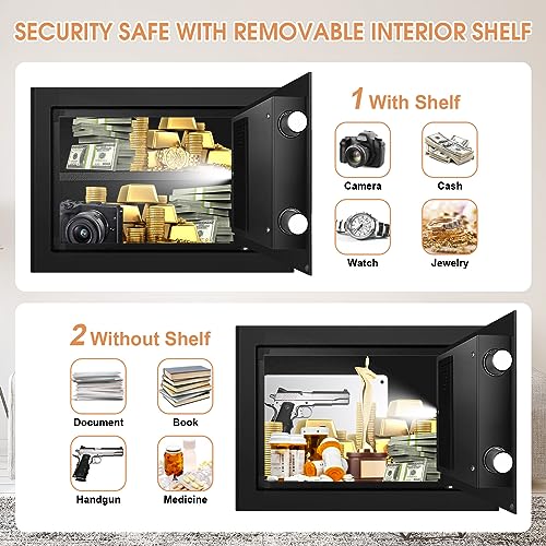 1.0 Cubic Feet Fireproof Waterproof Digital Safe with Keypad Lock and Removable Shelf Z5866