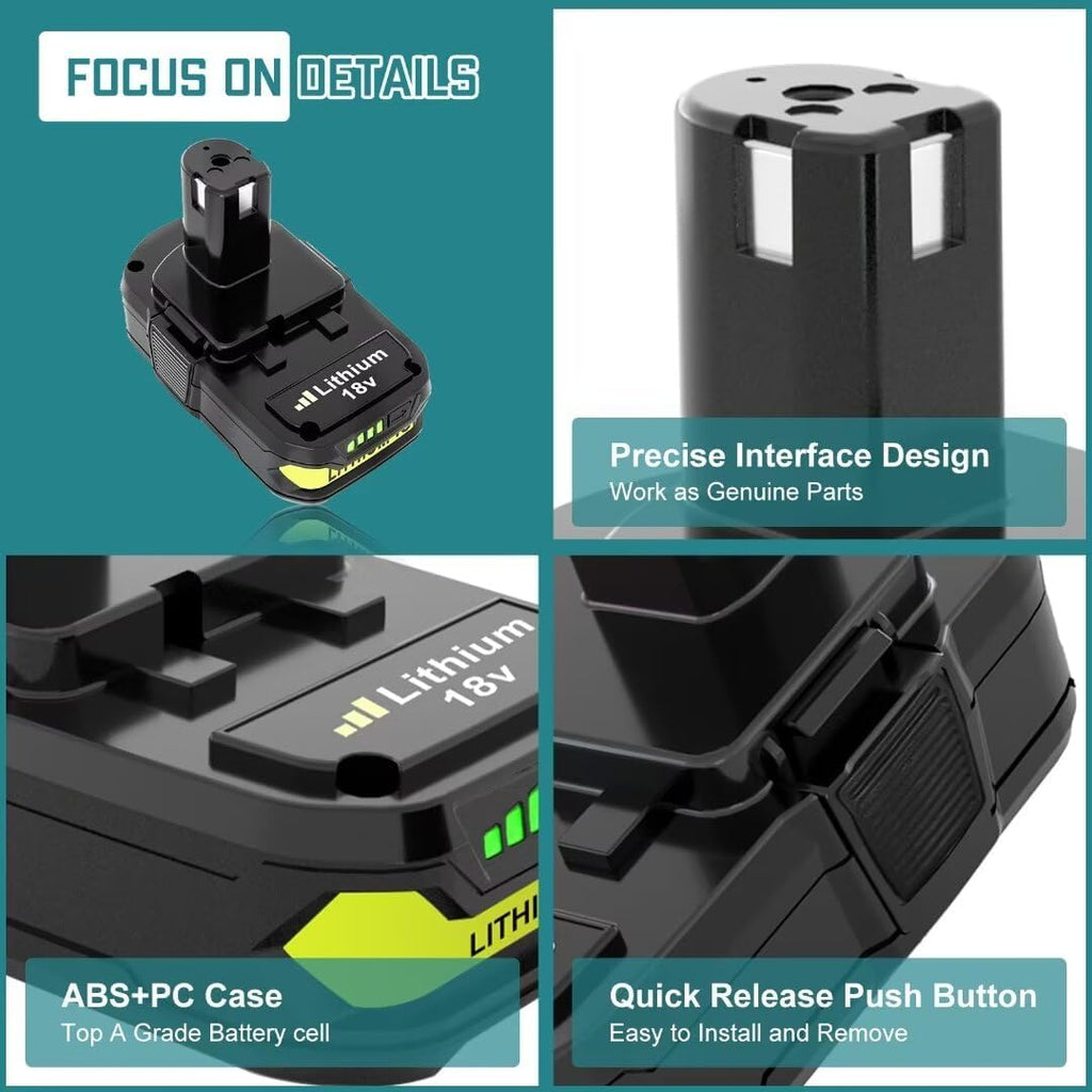 2Packs 18V 3000mAh Replacement Battery and Charger P14149