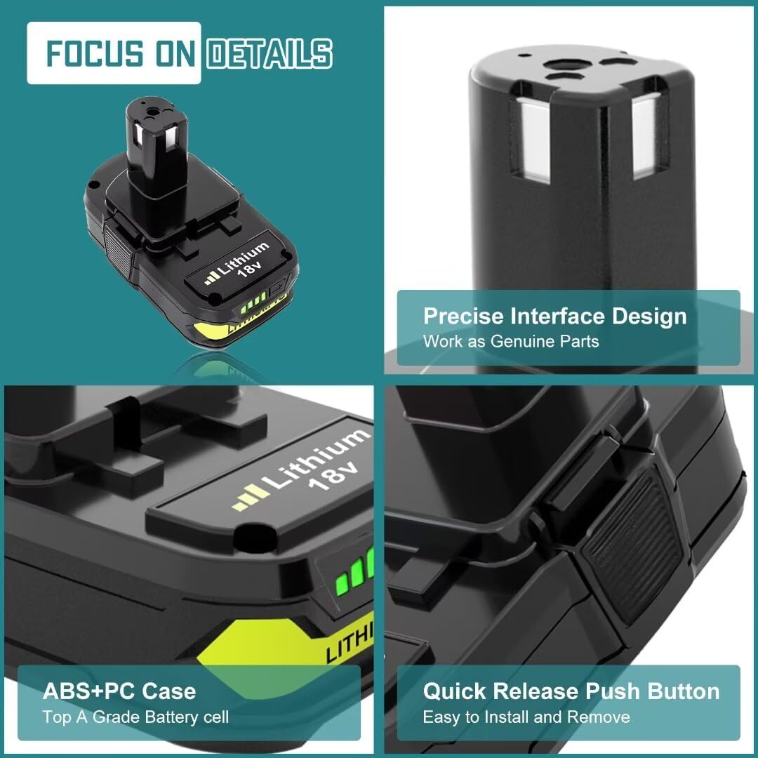 2Packs 18V 3000mAh Replacement Battery and Charger P14149