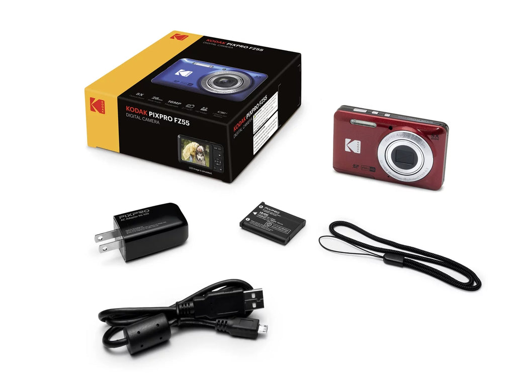 Red Digital Camera with 128GB SDXC Memory Card and Case F488581