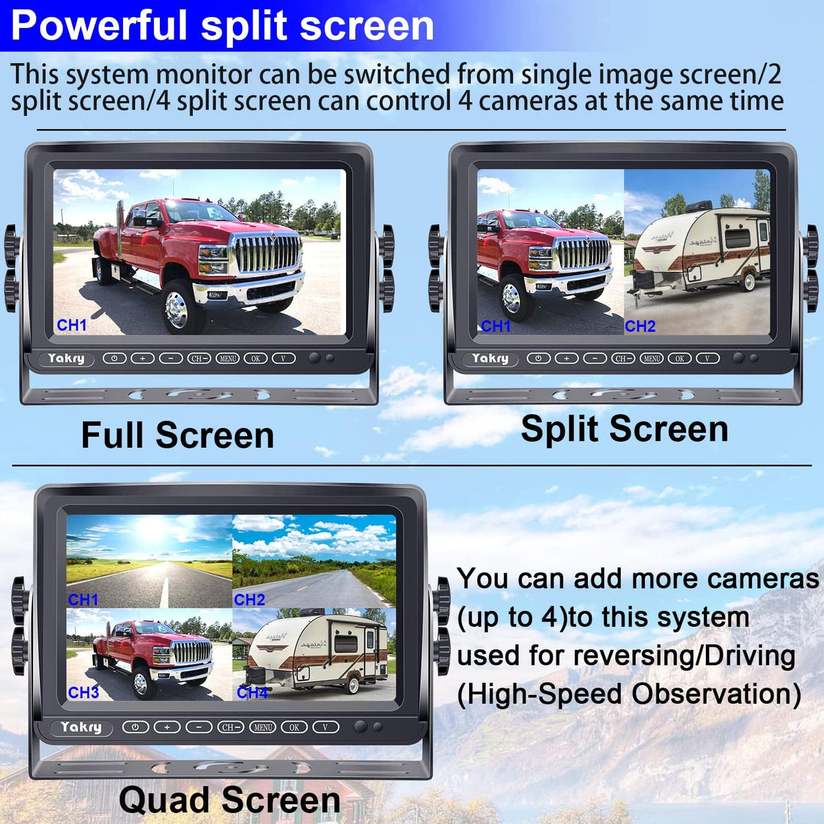 Wireless HD 1080P Backup Camera with 7 Inch Touch Key DVR Monitor W366414