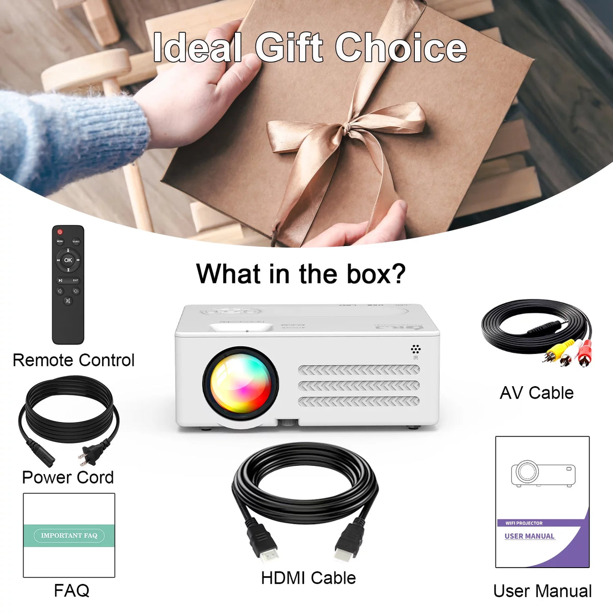 4K 1080P Wifi Bluetooth Projector with 100 Screen U326203