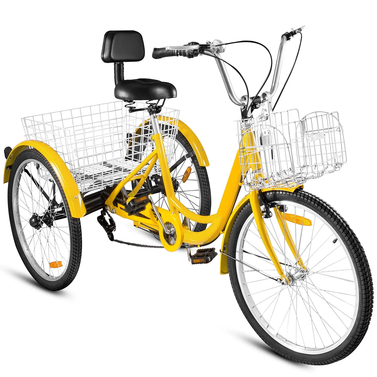 24 Adult Tricycle 7-Speed Three Wheel Bike with Basket D943238