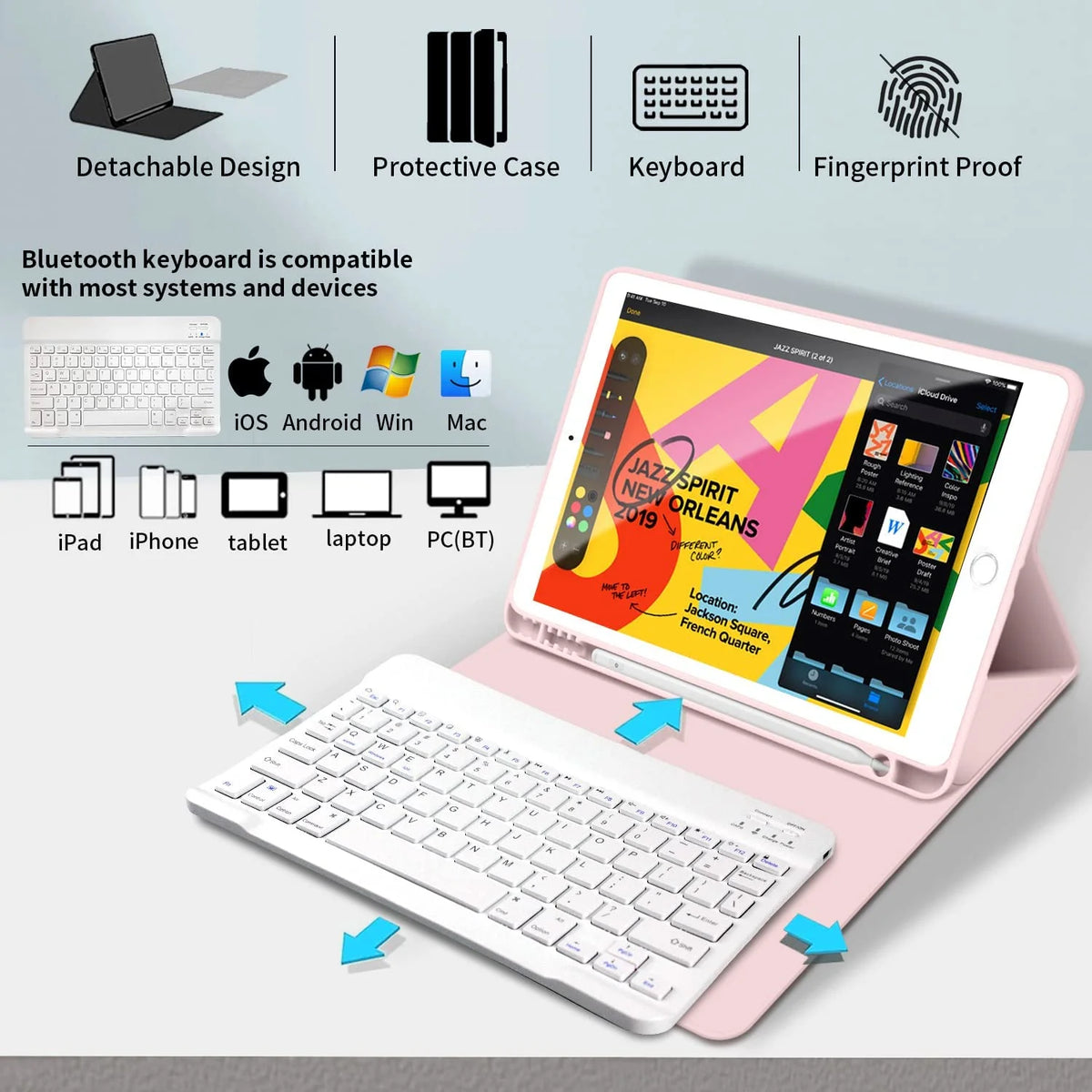 Keyboard Case with Pencil Holder for iPad 9.7 Inch P62660