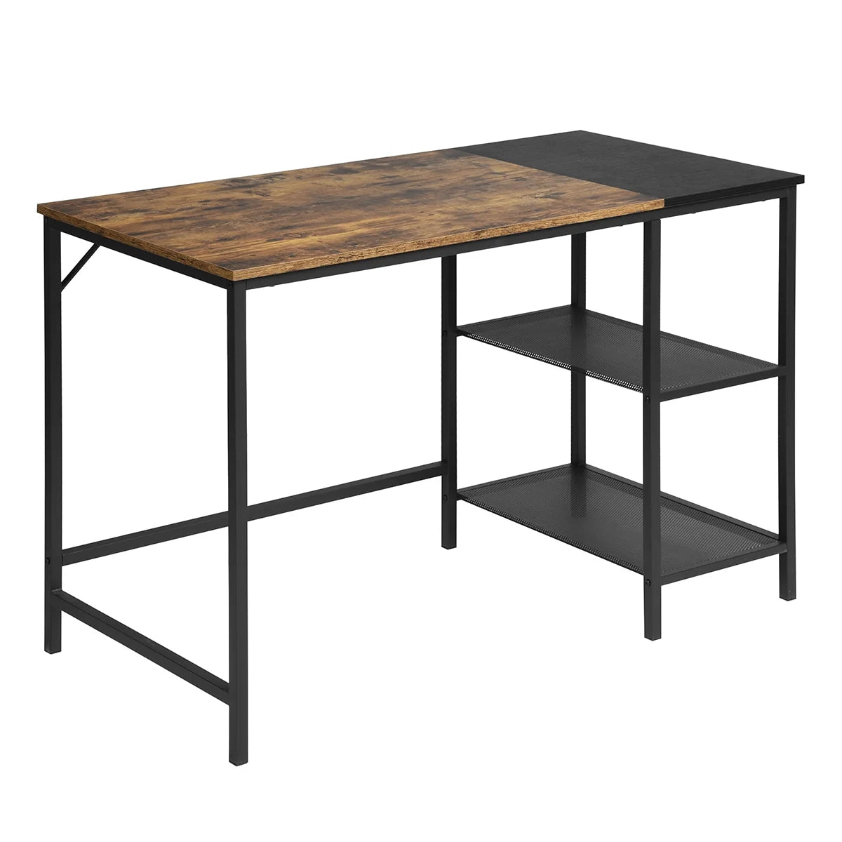 Black Study Desk with 2 Storage Shelves Metal Frame B649254