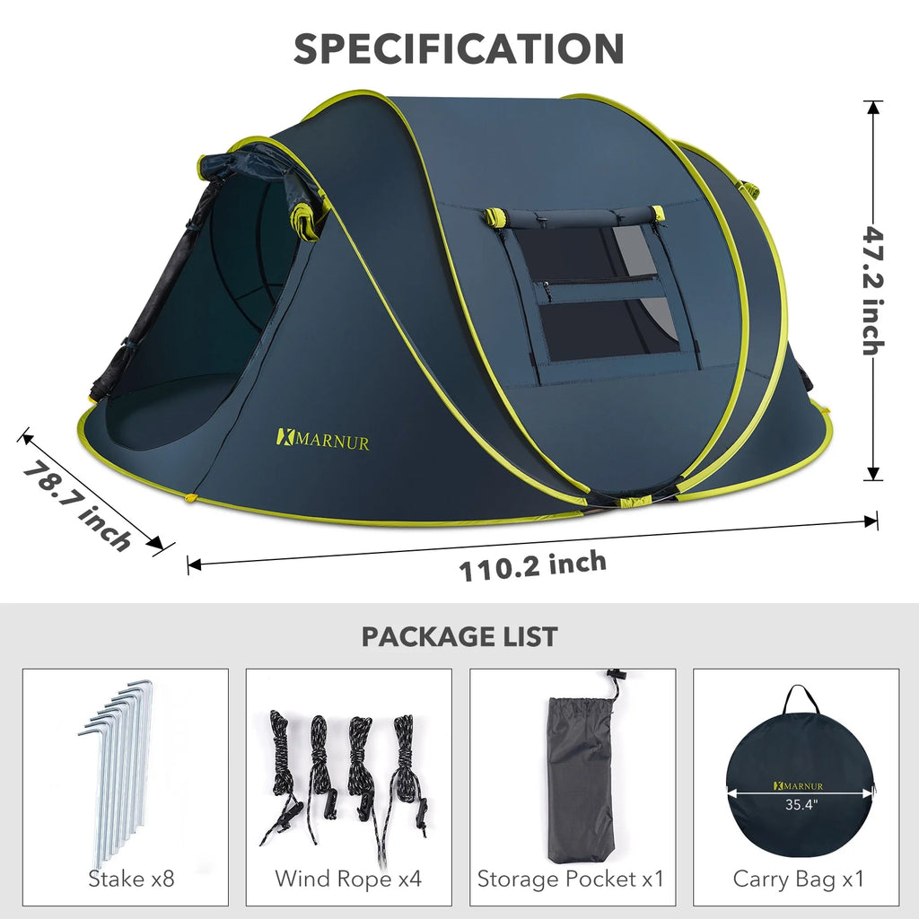 4-Person Waterproof Pop Up Camp Tent K3898