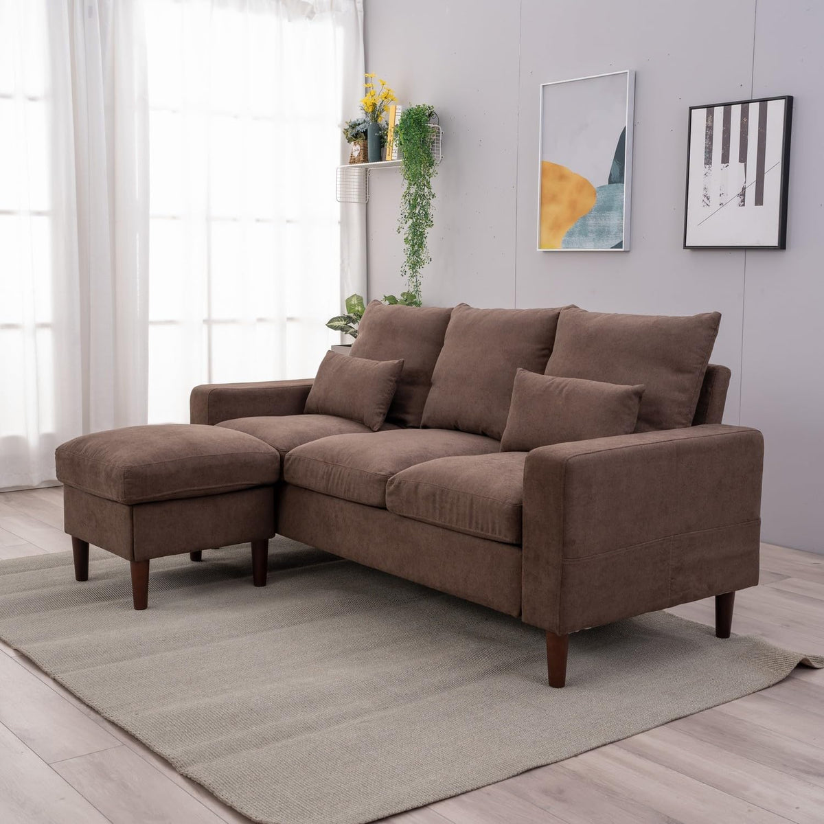Convertible Sectional L-Shaped Fabric Sofa T813