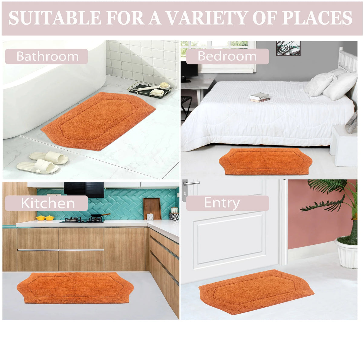 100% Cotton Tufted Bath Rug, 22" Round, Terracotta U85711
