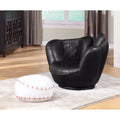 2 Piece Pack Chair & Ottoman, Baseball Black and White W3478