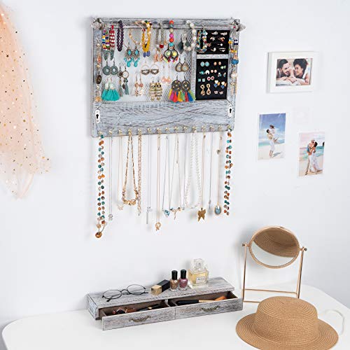 Jewelry Wall Organizer Wall Mounted with Drawers (brown) D78173