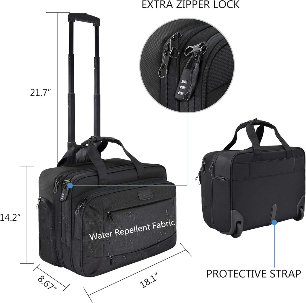 Rolling Laptop Bag Wheeled Briefcase for 17.3 Inch Laptop G401