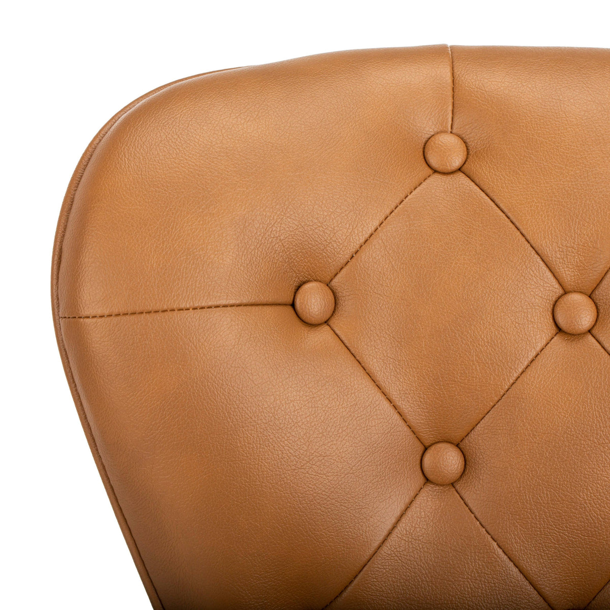 Camel Leather Tufted Swivel Counter Stool Set of 2 D5495