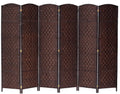 6 Panel Diamond Weave Fiber Room Divider Brown 71" High X 104" Wide O704
