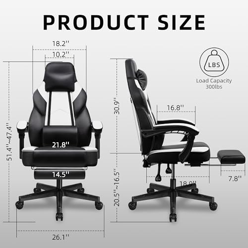 Grey Ergonomic Gaming Chair with Footrest and Massage Lumbar Support Q4595