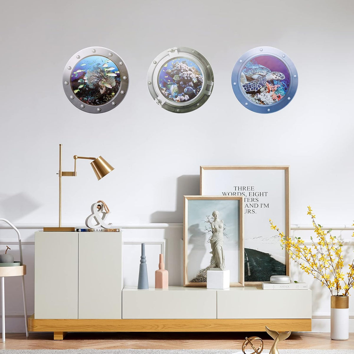 3 Pcs Peel and Stick Removable 3D Fish Sea Life Wall Sticker P235599