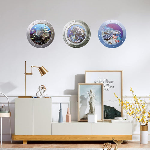 3 Pcs Peel and Stick Removable 3D Fish Sea Life Wall Sticker P235599