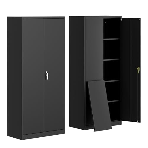 Metal Storage Cabinet with Lock, 4 Adjustable Shelves J420001