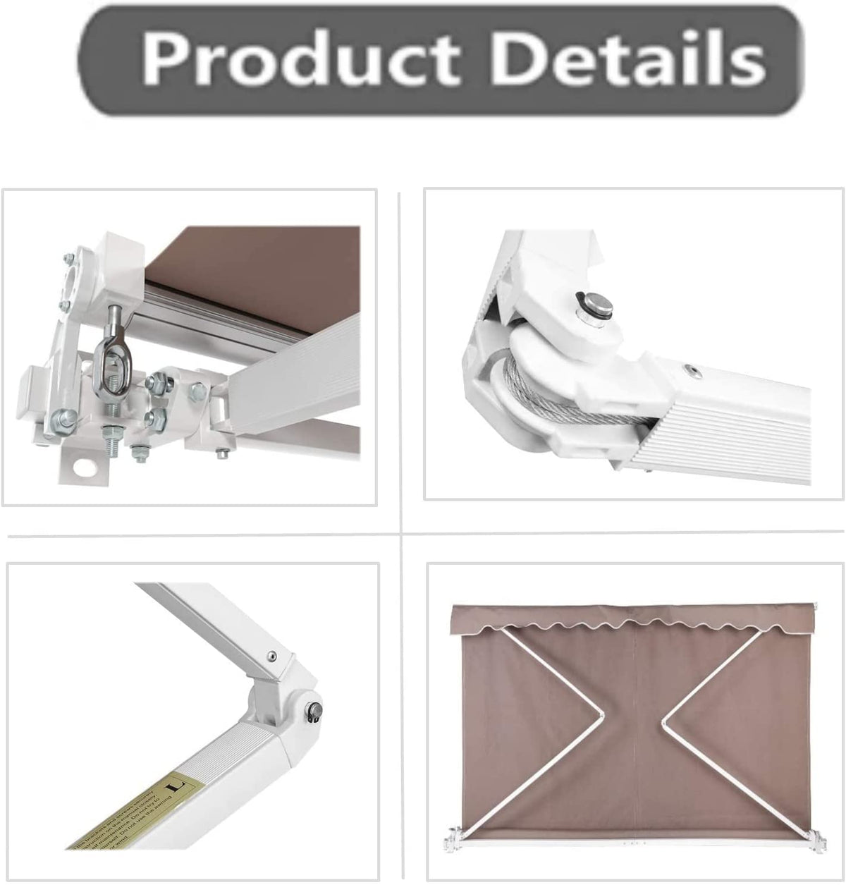 10' x 8.2' Manual Retractable Patio Awning with Aluminum Frame N71919