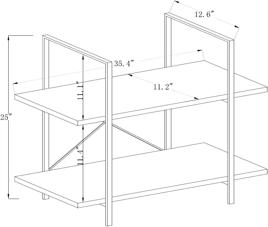 2 Tier Grey Wood and Metal Bookshelf B915