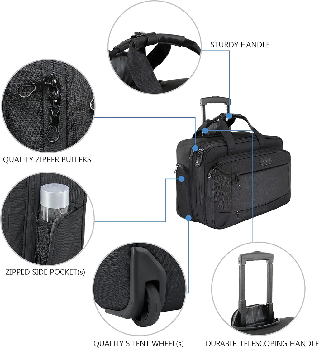 Rolling Laptop Bag Wheeled Briefcase for 17.3 Inch Laptop G401