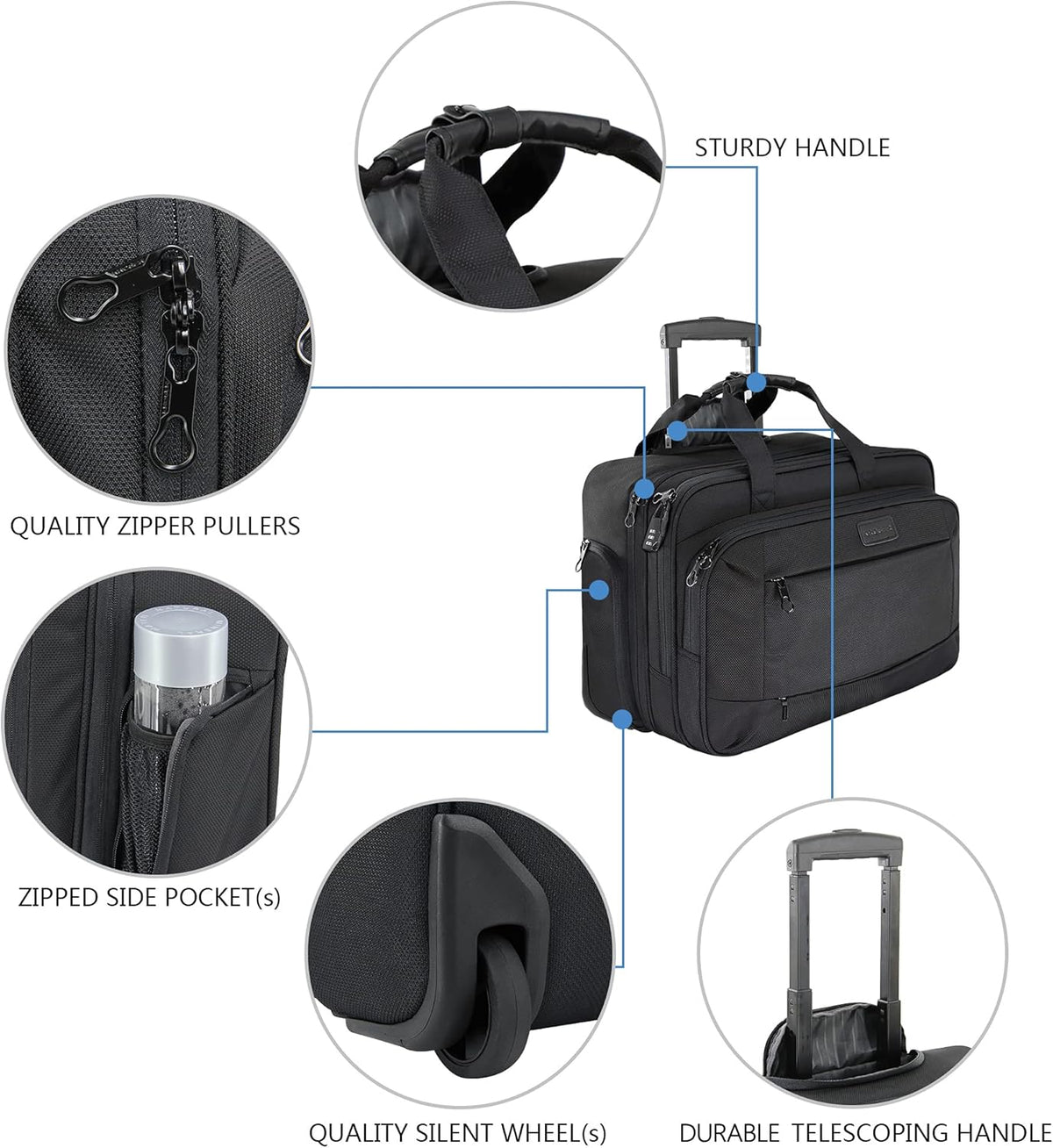 Rolling Laptop Bag Wheeled Briefcase for 17.3 Inch Laptop G401
