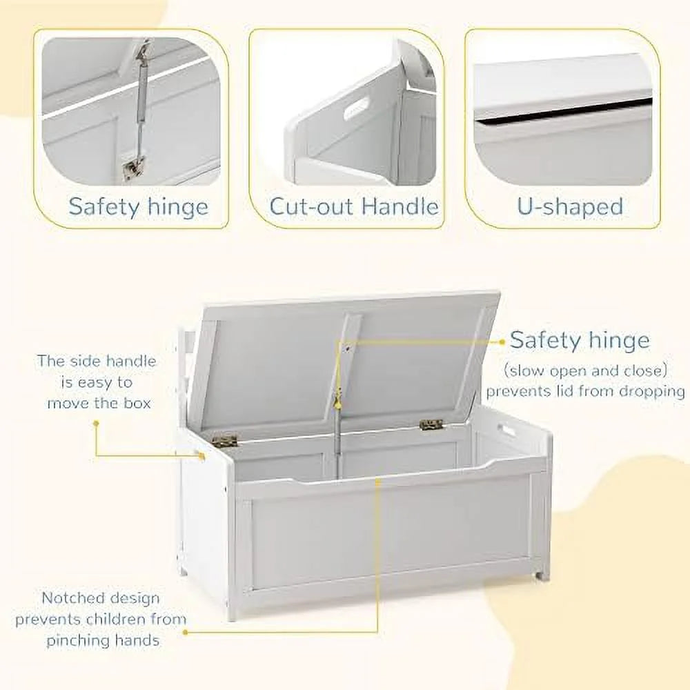 White Rubber Wood Toy Box L76686