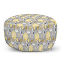 Pale Yellow/Pale Gray Round Pouf Ottoman Z8444