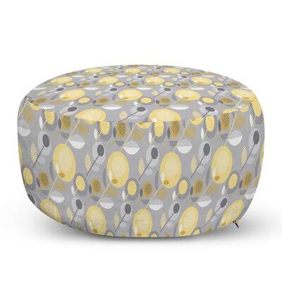Pale Yellow/Pale Gray Round Pouf Ottoman Z8444