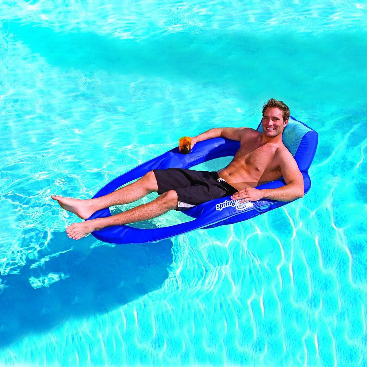 Dark & Light Blue Inflatable Floating Chair with Cup Holder (2 Pack) L509