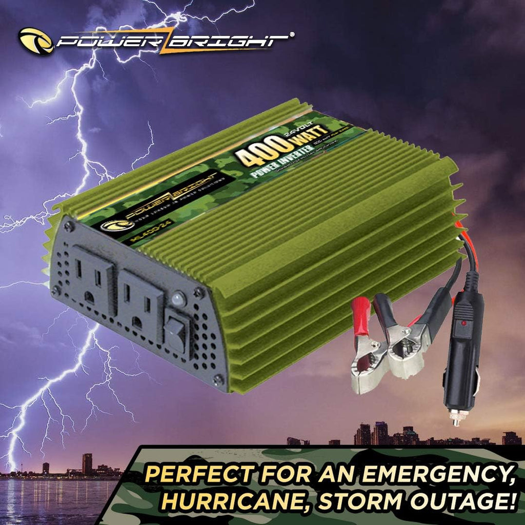 400 Watt 24V Power Inverter, Dual 110V AC Outlets, Modified Sine Wave, Pack of 2 I2425