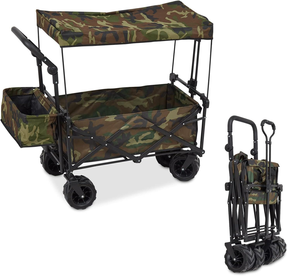 Camouflage Folding Utility Wagon Cart with Removable Canopy H222