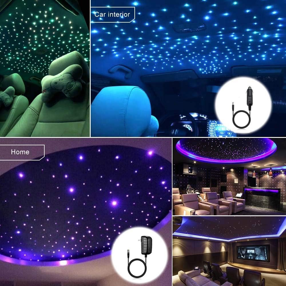 Bluetooth Fiber Optic Ceiling Lighting Kits 1100pcs 13.1ft Dual Port RGBW Sound Remote Control M818