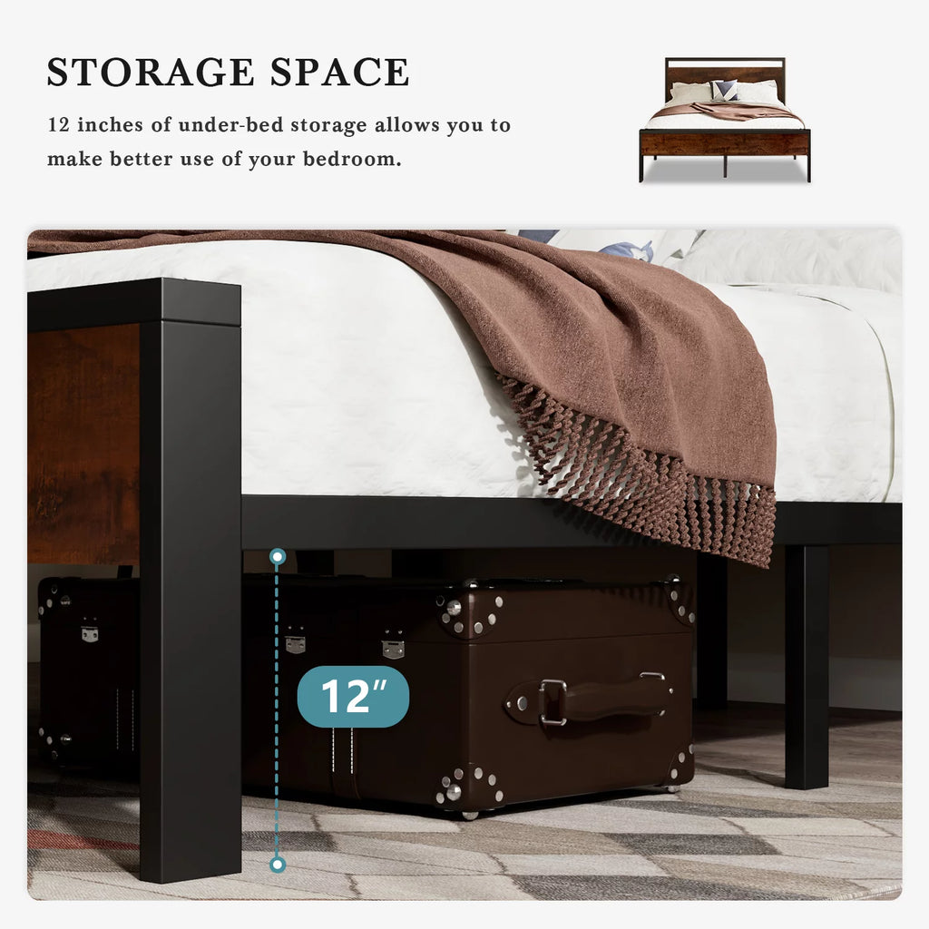 King Size Wood Bed Frame with Headboard Y995