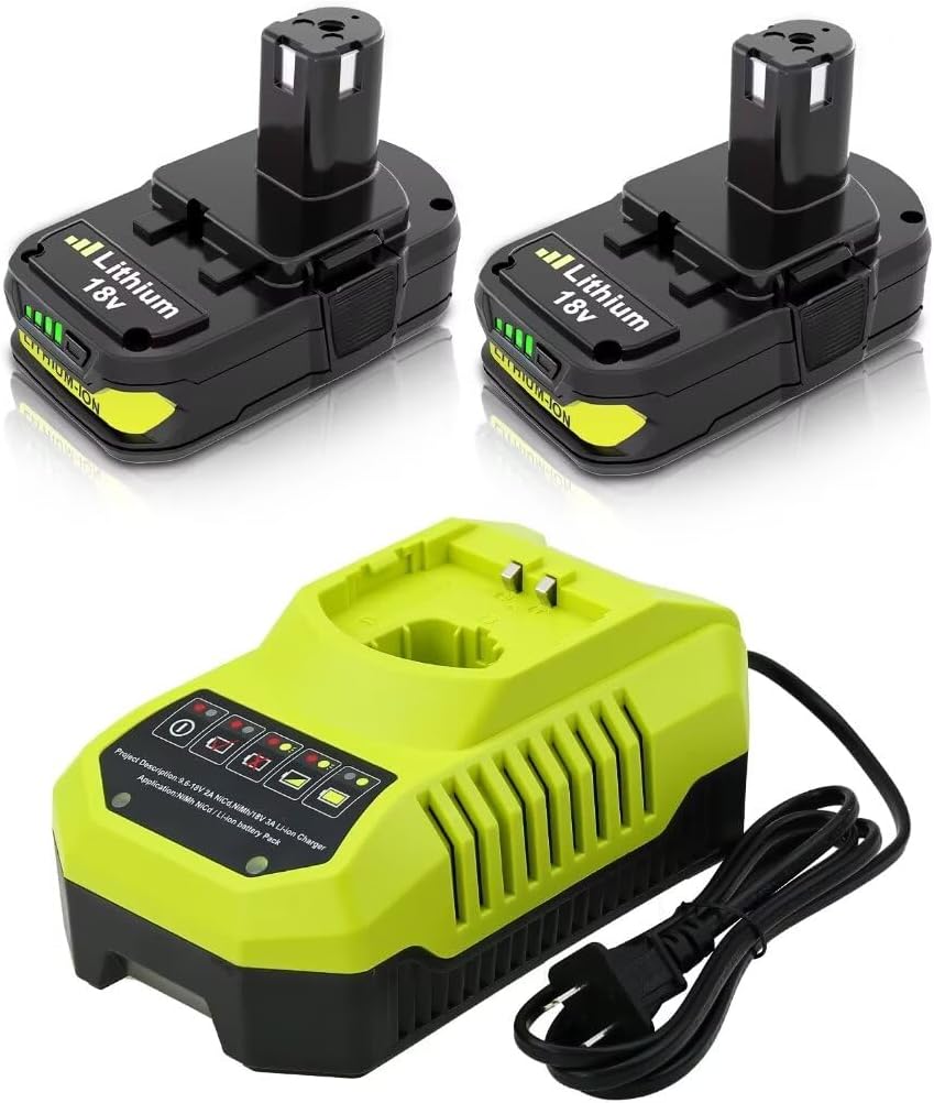 2Packs 18V 3000mAh Replacement Battery and Charger P14149