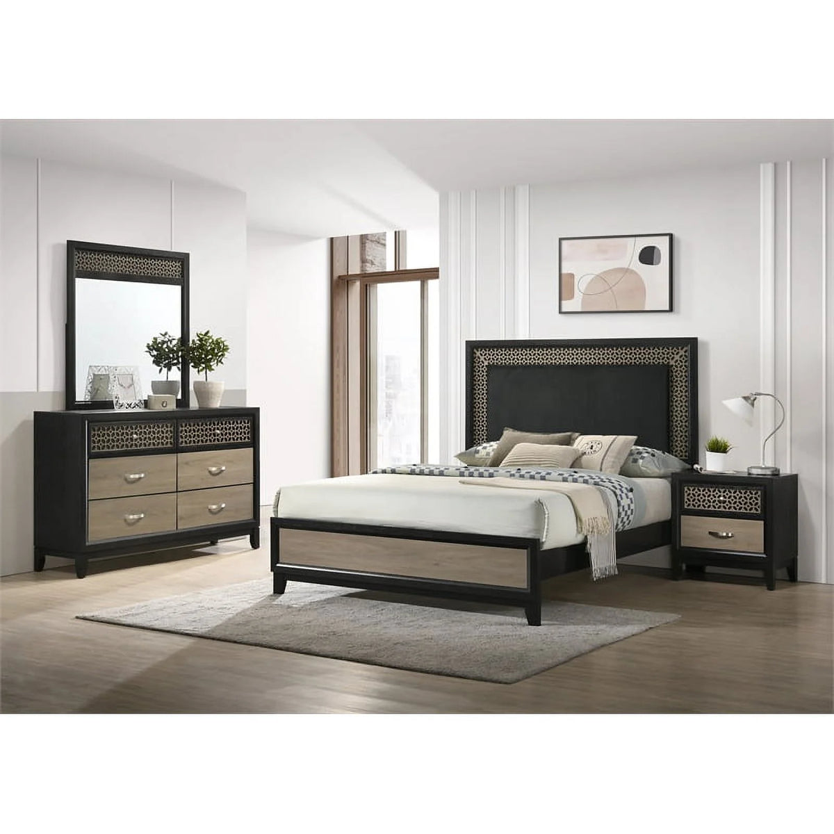 5-Pcs Light Brown & Gray Wood Eastern King Bedroom Set H72649