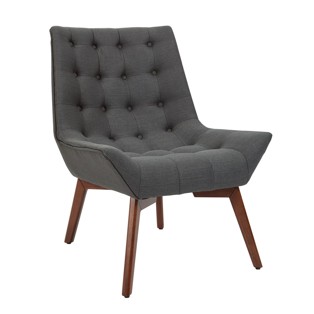 Charcoal Fabric Tufted Chair with Coffee Legs R14714