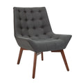 Charcoal Fabric Tufted Chair with Coffee Legs R14714
