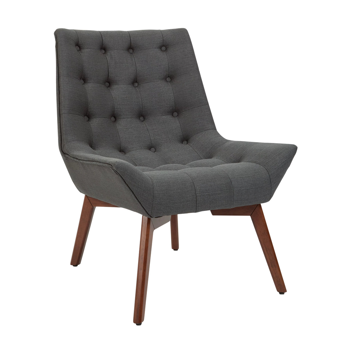 Charcoal Fabric Tufted Chair with Coffee Legs R14714