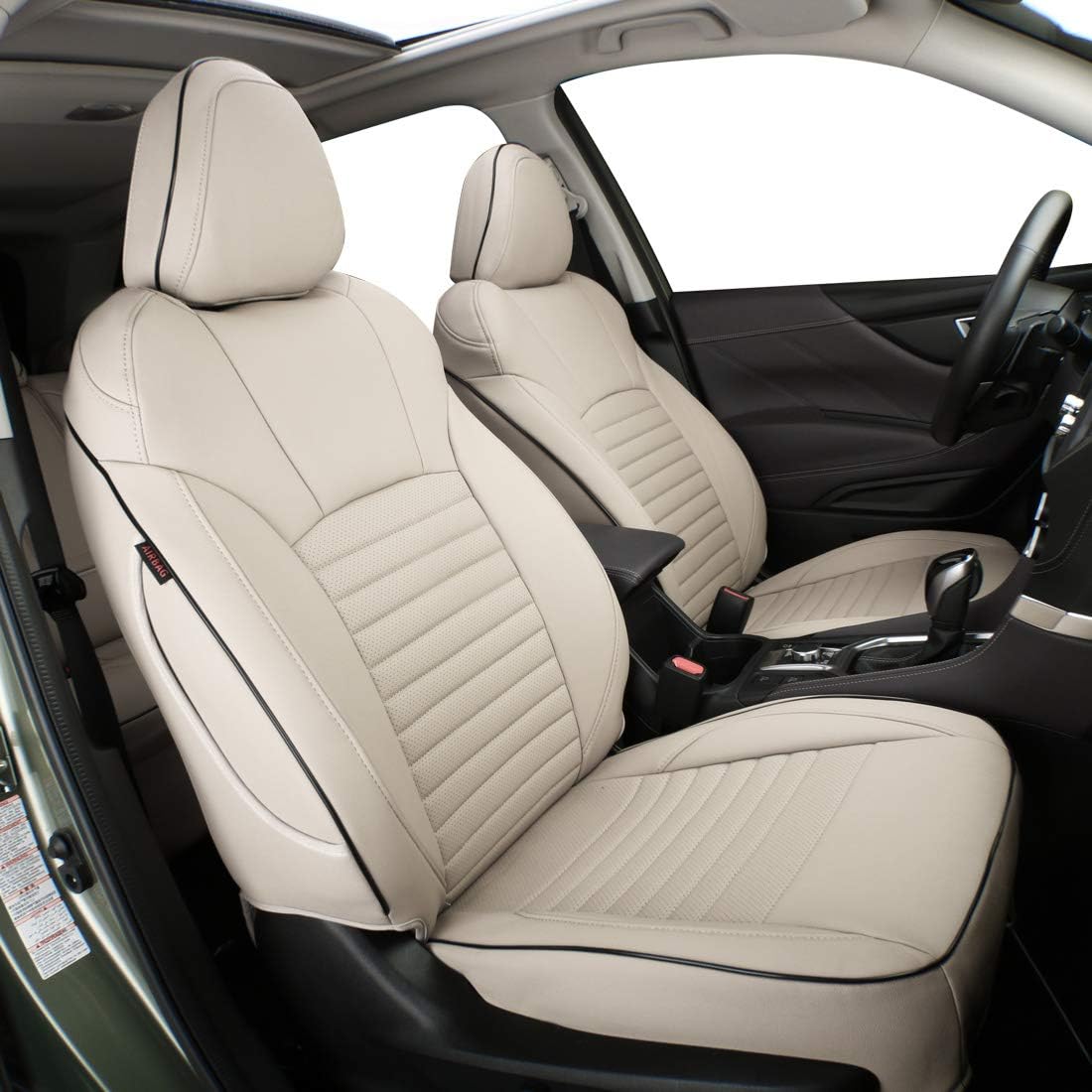 Black/Gray Leatherette Car Seat Covers X522428