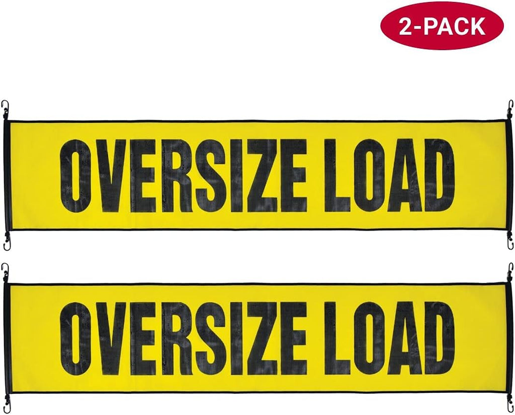 Oversize Load Banner with Heavy Duty Metal Hooks 18 Inch x 84 Inch Pack of 2 O211999